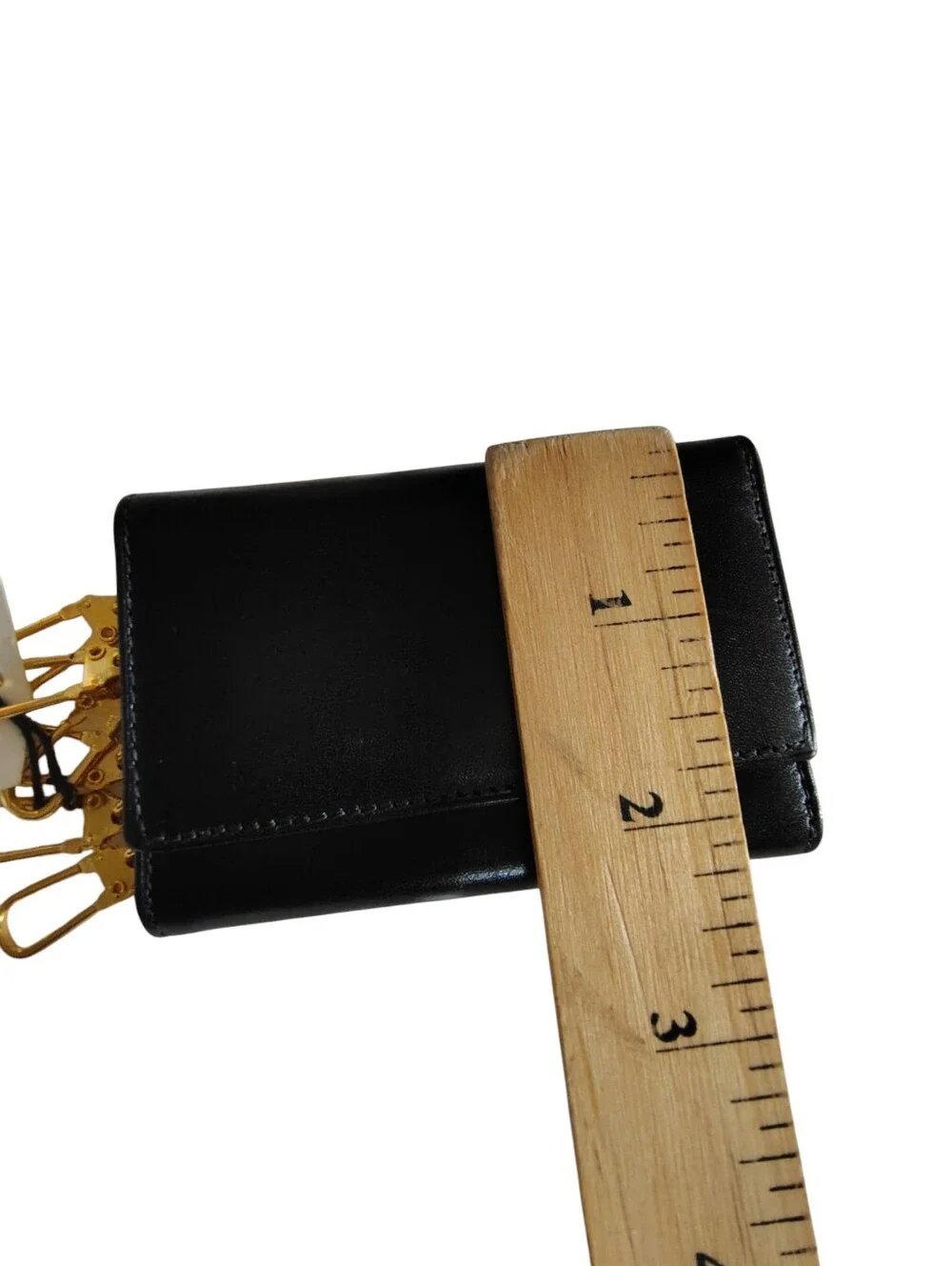 Vintage Bosca Black Leather 6 Key Card Wallet Case with Gold Hardware USA    55
